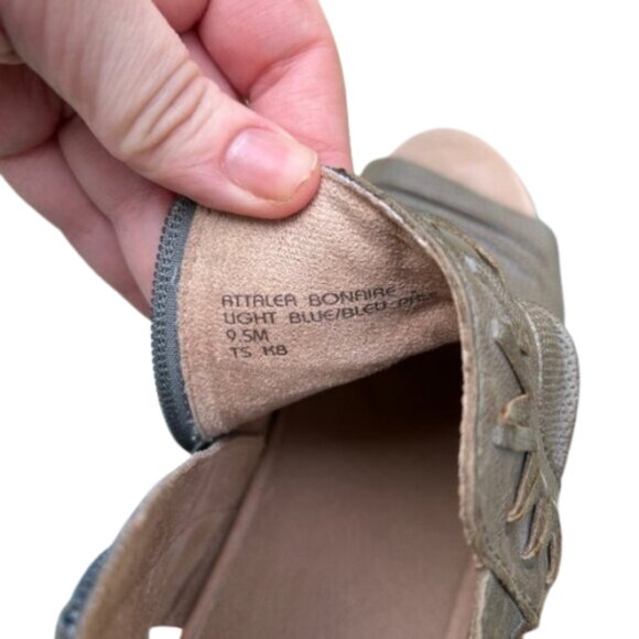 Earth Attalea Wedge Sandals 9.5 Light Blue Gray Leather Boho Comfort Shoes - Picture 13 of 15